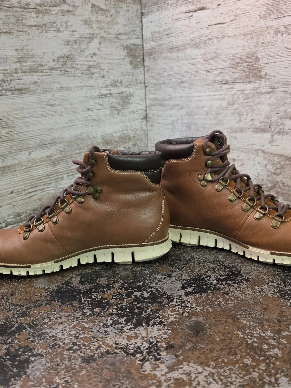 Mens Cole Haan Zerogrand Hiker Boots Sz 8.5 Used Brown Leather
